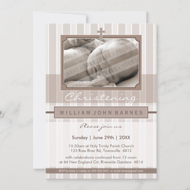 PHOTO CHRISTENING INVITES :: stylishly 1P (Front)