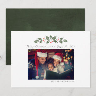 Photo Christmas Botanical Festive Family Holiday Card