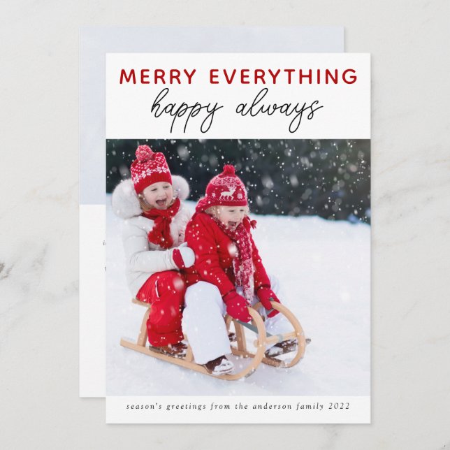 Photo Christmas Card | Merry Everything  (Front/Back)