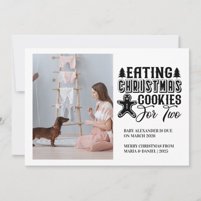 Photo Christmas Cookies for 2 Pregnancy  Holiday Card (Front)