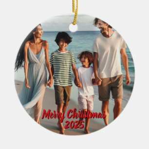 Photo Christmas Cruise Red Personalise Ceramic Tree Decoration