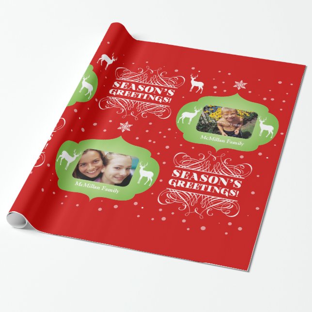 Photo Christmas Gift Wrappers Wrapping Paper (Unrolled)