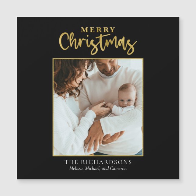 Photo Christmas Gold Foil Script Modern Family (Front)