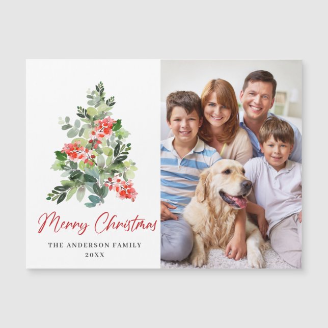 PHOTO Christmas Greeting Holiday Magnetic Card (Front)