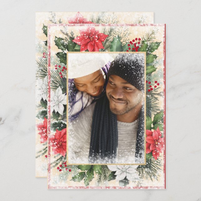 Photo Christmas Holiday Xmas Vintage Seasonal Card (Front/Back)