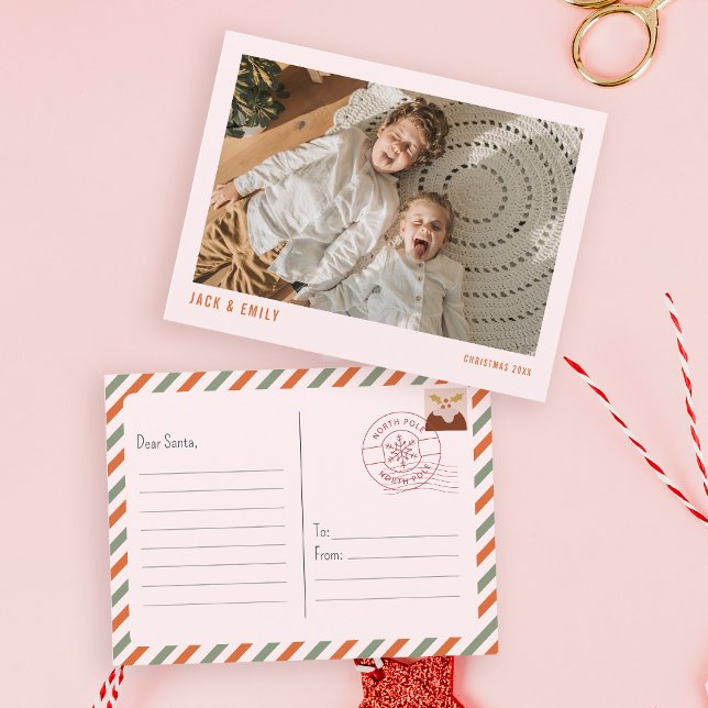 Photo Christmas Letter to Santa North Pole Holiday Postcard (Creator Uploaded)