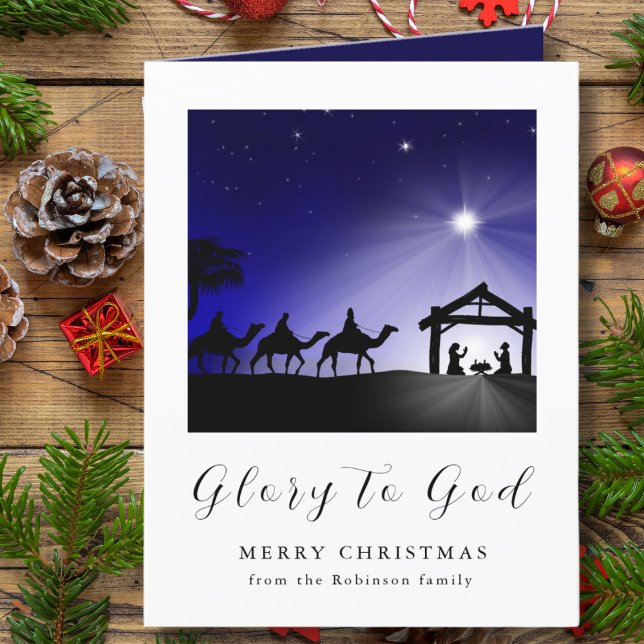 Photo Christmas Nativity Glory to God Christian Holiday Card (Creator Uploaded)