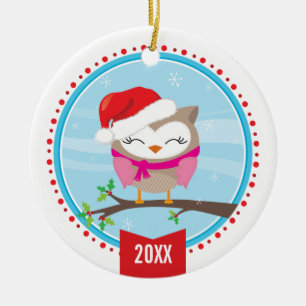 PHOTO CHRISTMAS ORNAMENT :: festive owl 3