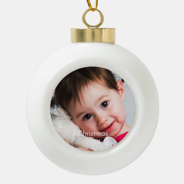 Photo Christmas Ornament White Bulb Your Image (Front)