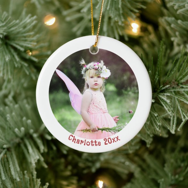Photo Christmas Ornament with Childs Name (Tree)