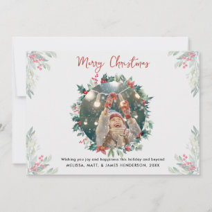 Photo Christmas Plaid Family Holiday Card