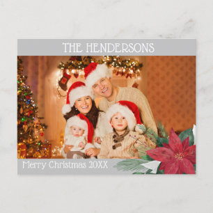 Photo Christmas Poinsettia Holiday Postcard