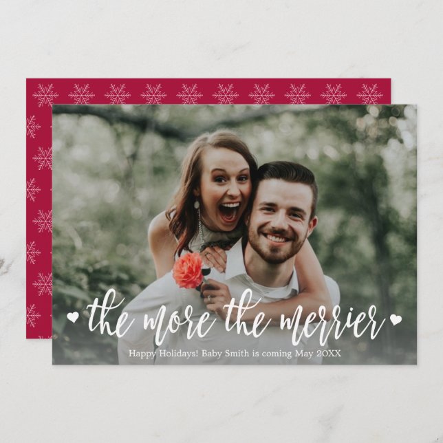Photo Christmas Pregnancy Announcement Cards (Front/Back)
