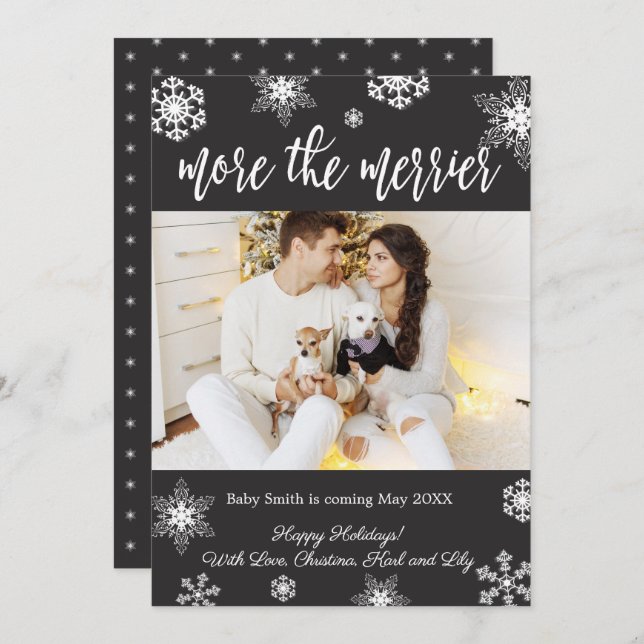 Photo Christmas Pregnancy Announcement Cards (Front/Back)