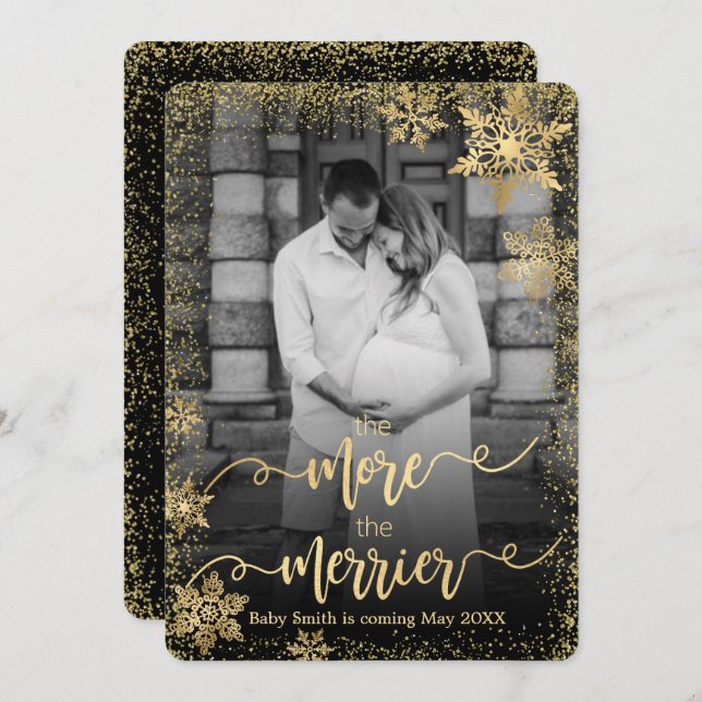 Photo Christmas Pregnancy Announcement Cards (Front/Back)