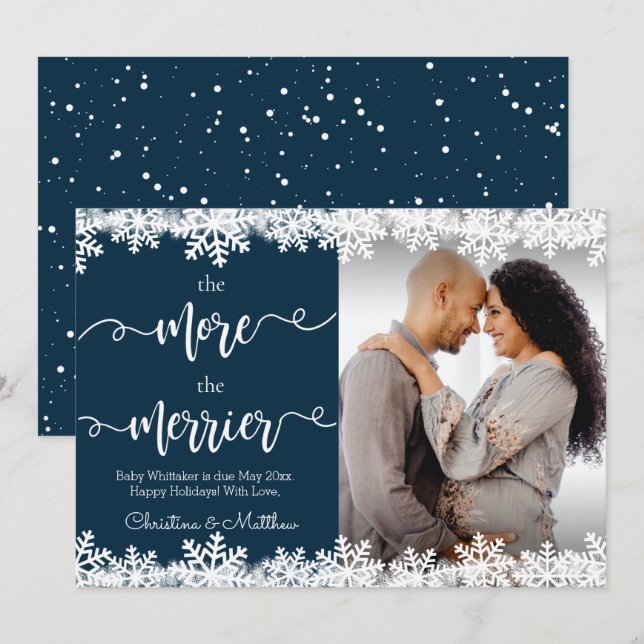 Photo Christmas Pregnancy Announcement Cards (Front/Back)