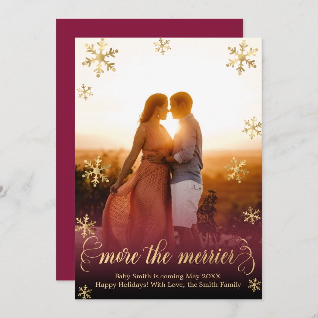 Photo Christmas Pregnancy Announcement Cards (Front/Back)