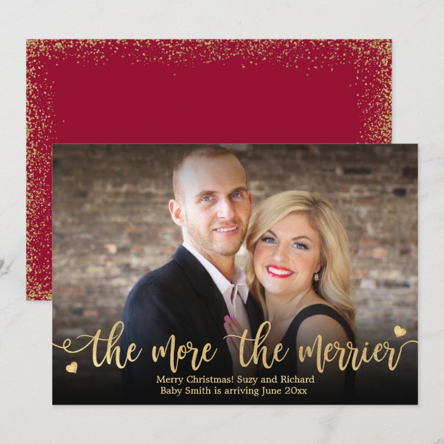 Photo Christmas Pregnancy Announcement Cards (Front/Back)