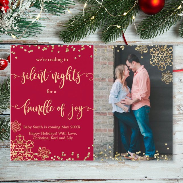 Photo Christmas Pregnancy Announcement Cards (Creator Uploaded)