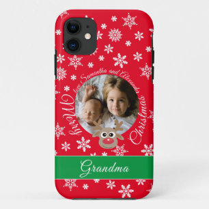 Photo Christmas Red Cute Reindeer White Script Case-Mate iPhone Case