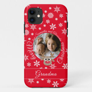 Photo Christmas Red Cute Reindeer White Script Case-Mate iPhone Case