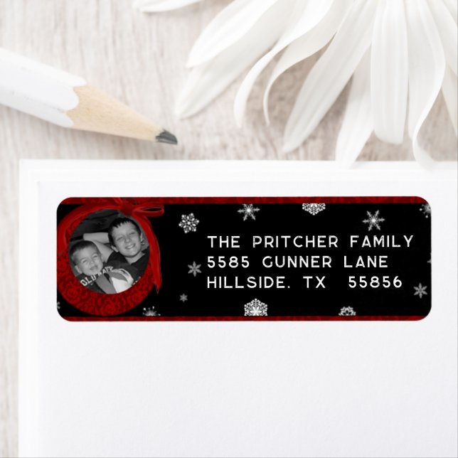 Photo Christmas Return Address Label (Insitu)