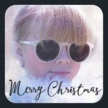Photo Christmas Square Stickers<br><div class="desc">Photo Christmas square stickers with changeable photo - you can add your photo</div>