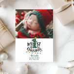 Photo Christmas Tree Lights First Christmas Holiday Card<br><div class="desc">Celebrate baby’s first Christmas in bright,  whimsical style! This playful design features a Christmas tree shaped “1” wrapped in glowing string lights,  paired with fun handwritten typography and a touch of festive holly. Customise with baby’s name and birth details to create a keepsake full of wonder and joy.</div>