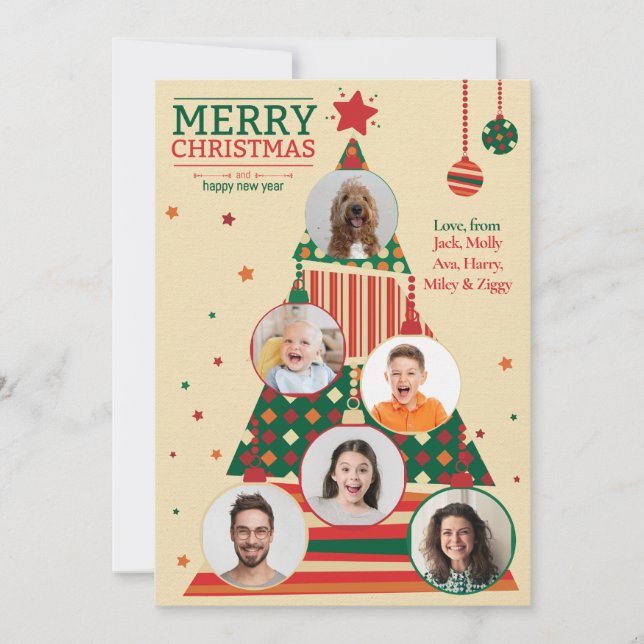 Photo Christmas Tree Ornament Card (Front)