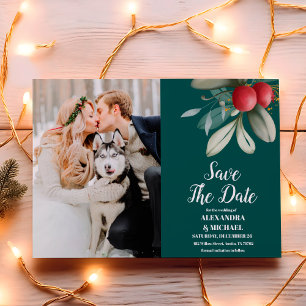 Photo Christmas Winter Greenery Wedding Save The Date