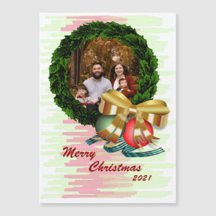 Photo Christmas Wreath 2021 Magnetic Card
