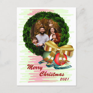 Photo Christmas Wreath 2021 Postcard