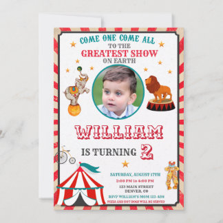 Photo Circus birthday invitation Vintage Circus