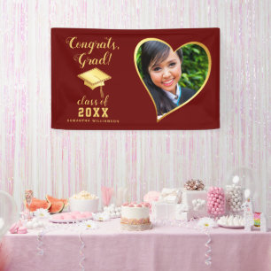 Photo Class 2025 Maroon Red and Gold Graduation Banner