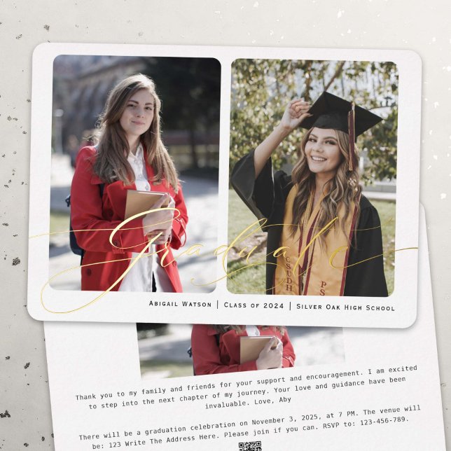 photo class of 2024 graduation announcement (Graduation photo announcement cards)