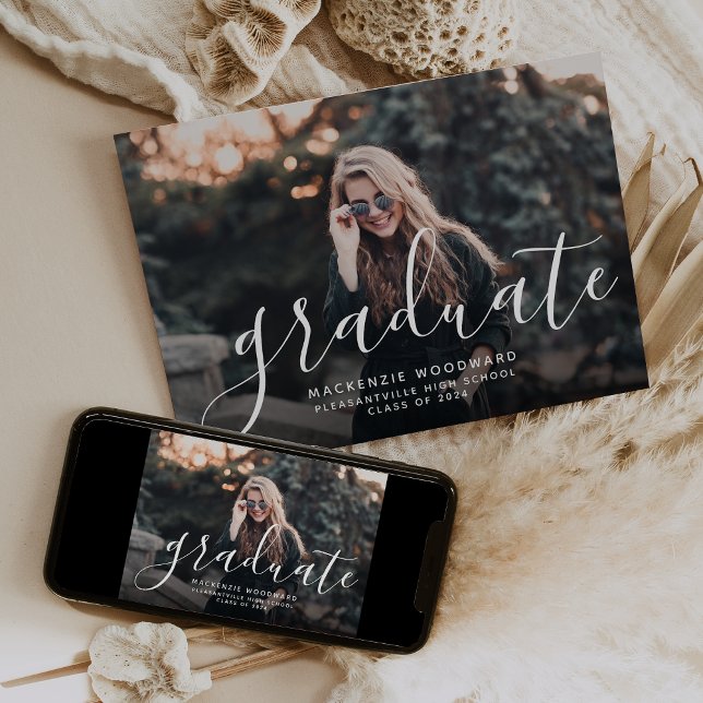 Photo Class of 2024 White Overlay Graduation Party Invitation (Creator Uploaded)