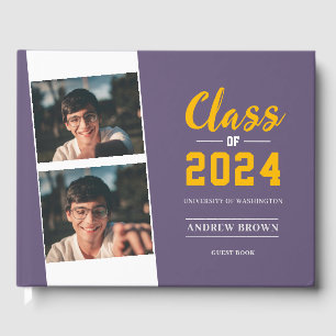 Photo Class of Pastel Purple and Gold Guest Book