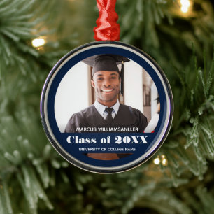 Photo Class Year Blue Graduation Metal Tree Decoration