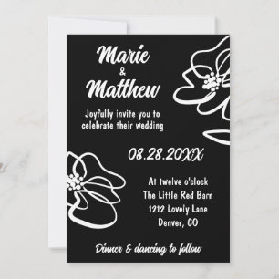 Photo Classic Gothic Black Floral Sketch Wedding  Invitation