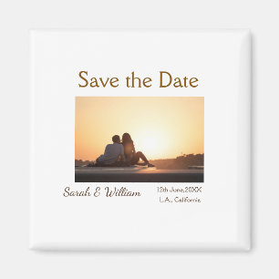 Photo classic white elegant typography wedding mod magnet