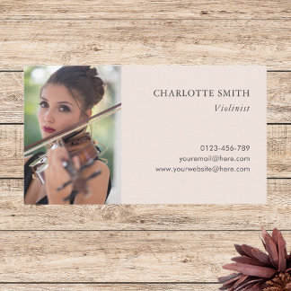Photo Classical Musician Professional Blush Pink Business Card