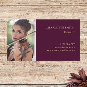 Photo Classical Musician Professional Burgundy Business Card