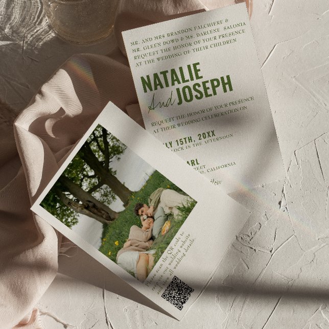 Photo Classy Bright Colourful QR Code Wedding  Invitation (Creator Uploaded)