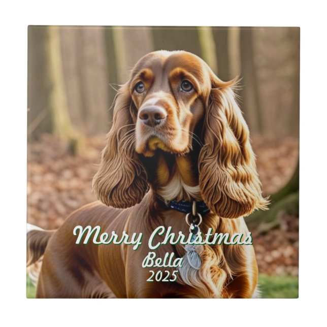 Photo Cocker Spaniel KEEPSAKE Personalise Tile (Front)