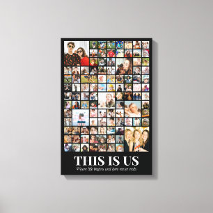 Photo Collage 100 Pictures 12x18 16x24 20x30 24x36 Canvas Print