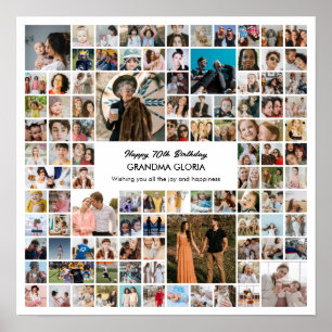 Photo Collage 100 Pictures Birthday Gift Square Poster