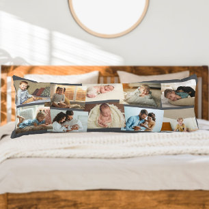 Photo Collage 10 Picture Montage Neutral Grey Body Cushion