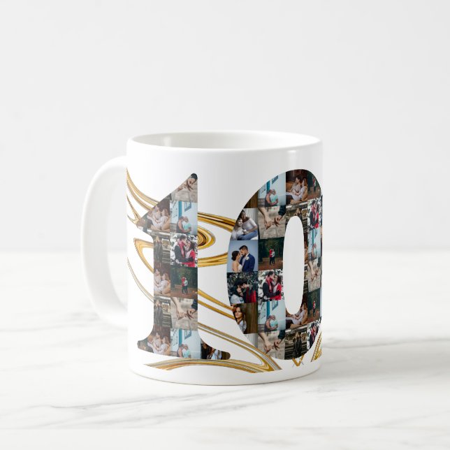 Photo collage 10 year anniversary gifts by year coffee mug (Front Left)