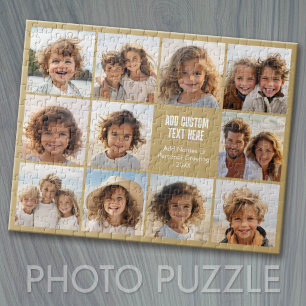 Photo Collage - 11 Pics and Text - Champagne Gold Jigsaw Puzzle