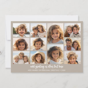 Photo Collage - 11 Pics and Text - Cheery Neutral Holiday Card